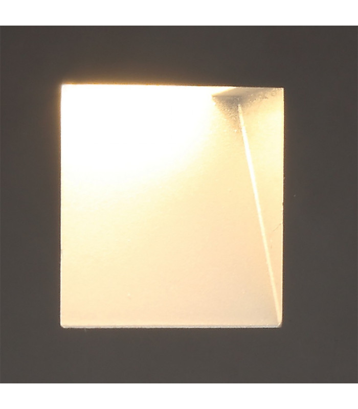 Recessed Square Wall Lamp, 1 x 1.8W LED, 3000K, 70lm, IP65, Black