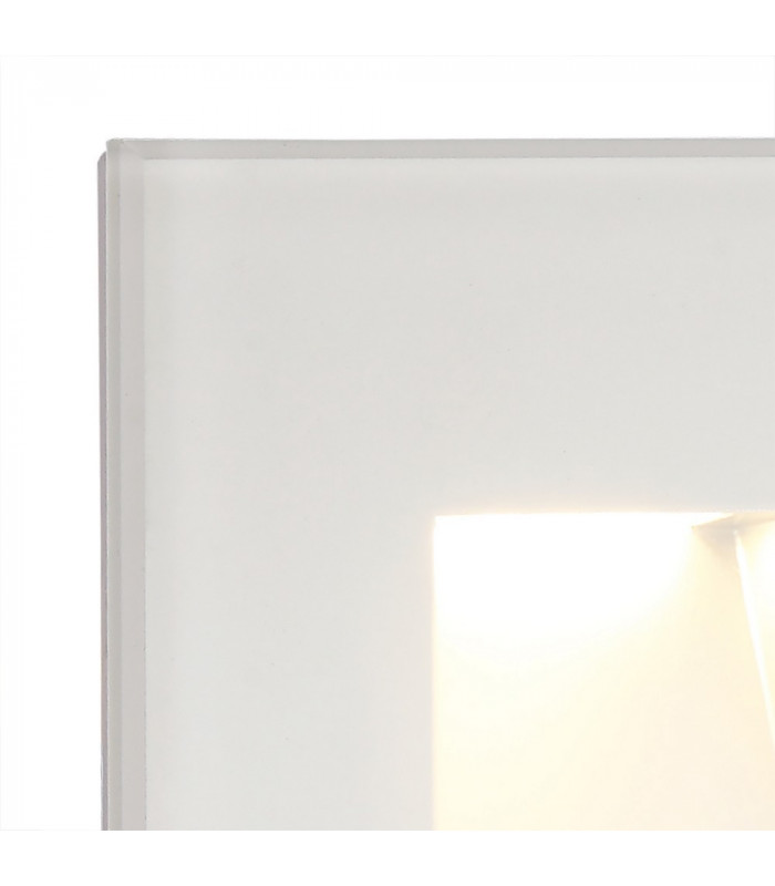 Recessed Square Wall Lamp, 1 x 1.8W LED, 3000K, 70lm, IP65, White