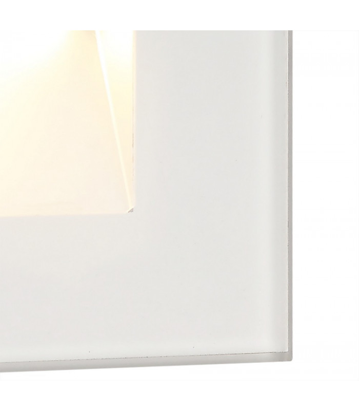 Recessed Square Wall Lamp, 1 x 1.8W LED, 3000K, 70lm, IP65, White