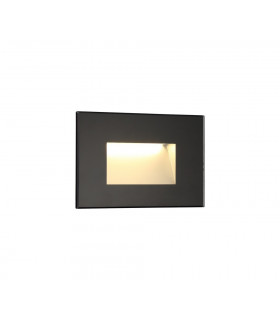 Recessed Rectangle Wall Lamp, 1 x 3.3W LED, 3000K, 145lm, IP65, Black