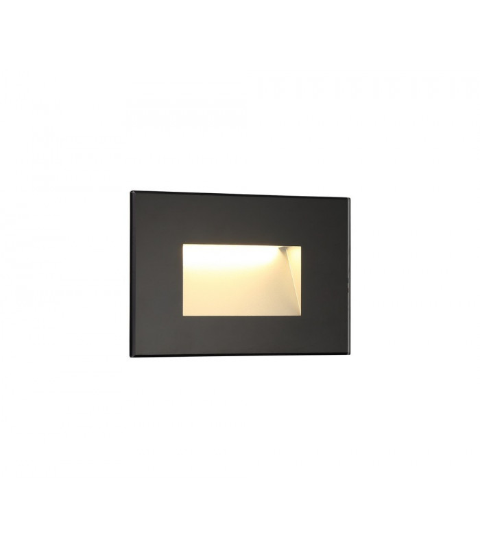 Recessed Rectangle Wall Lamp, 1 x 3.3W LED, 3000K, 145lm, IP65, Black