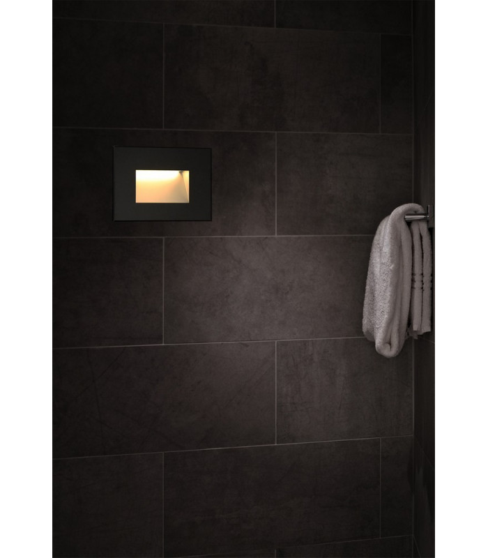 Recessed Rectangle Wall Lamp, 1 x 3.3W LED, 3000K, 145lm, IP65, Black