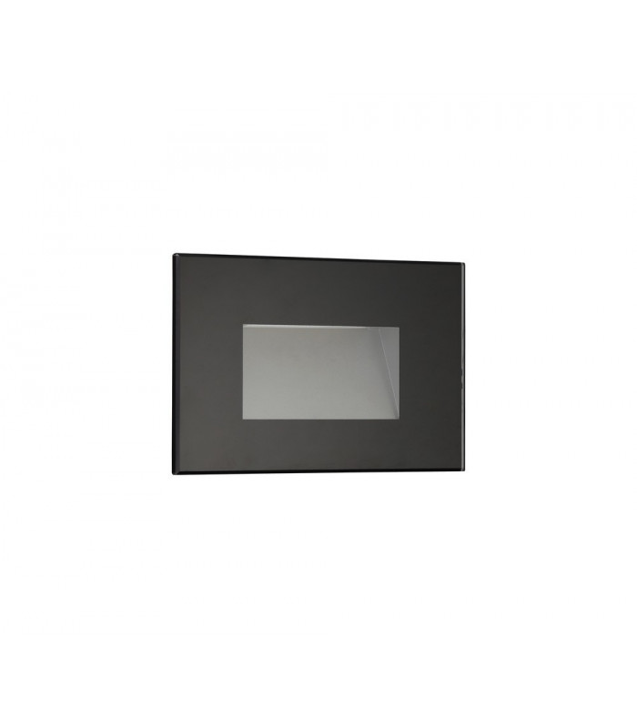 Recessed Rectangle Wall Lamp, 1 x 3.3W LED, 3000K, 145lm, IP65, Black