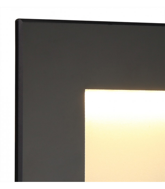 Recessed Rectangle Wall Lamp, 1 x 3.3W LED, 3000K, 145lm, IP65, Black