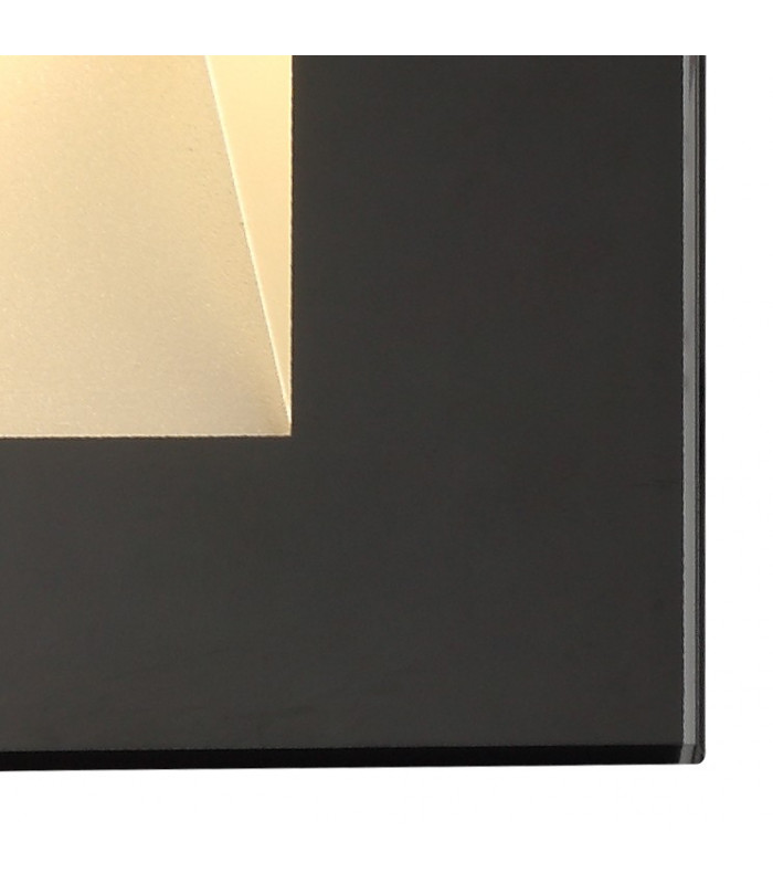 Recessed Rectangle Wall Lamp, 1 x 3.3W LED, 3000K, 145lm, IP65, Black