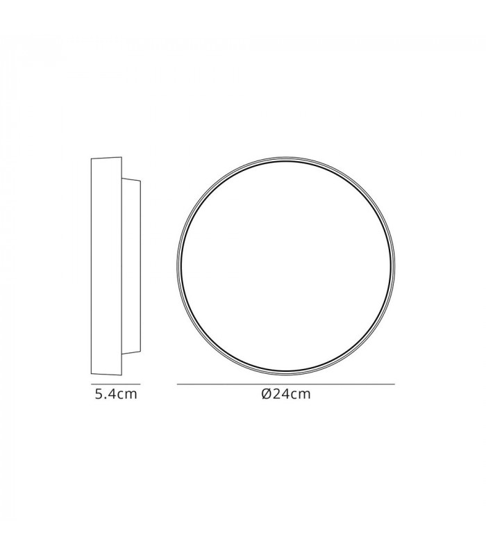 Flush Wall Lamp, 1 x 13W LED, 3000K, 300lm, IP65, Black