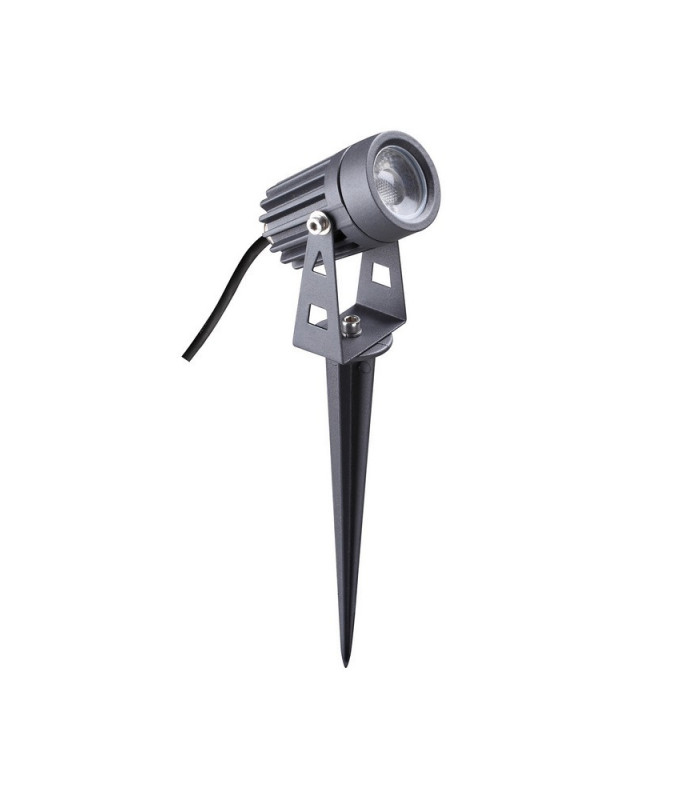 Spike Light, 1 x 3W LED, 3000K, 210lm, 30 Degree, IP65, Grey, Black
