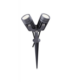 Twin Spike Light, 2 x 3W LED, 3000K, 420lm, 30 Degree, IP65, Grey, Black