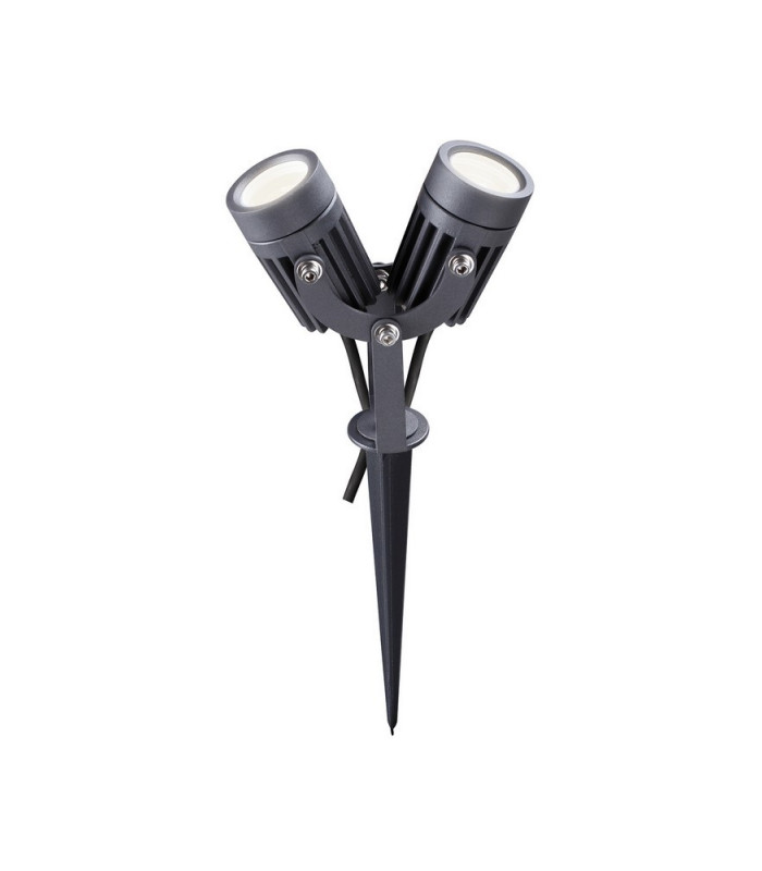 Twin Spike Light, 2 x 3W LED, 3000K, 420lm, 30 Degree, IP65, Grey, Black