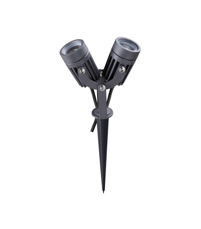Twin Spike Light, 2 x 3W LED, 3000K, 420lm, 30 Degree, IP65, Grey, Black