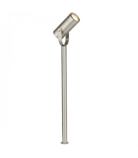 Outdoor 610Mm Spike IP44 7W Brushed Stainless Steel & Clear Glass