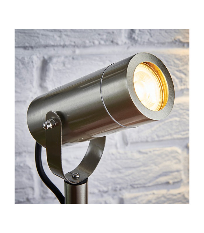 Outdoor 610Mm Spike IP44 7W Brushed Stainless Steel & Clear Glass