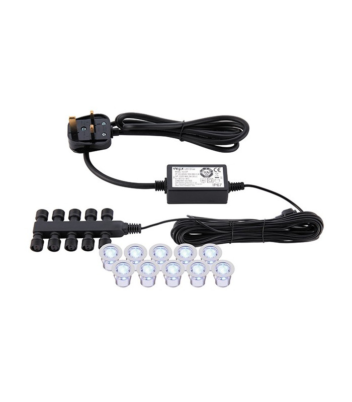 Outdoor Integrated LED 30Mm Kit IP67 0.15W Polished Stainless Steel & Clear Pc