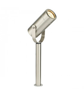 Outdoor 310Mm Spike IP44 7W Brushed Stainless Steel & Clear Glass