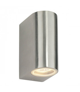 Outdoor Wall IP44 35W Brushed Alloy & Clear Glass 2 Light Dimmable IP44 - GU10