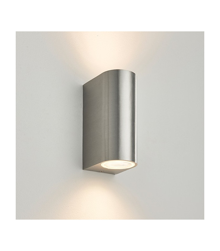 Outdoor Wall IP44 35W Brushed Alloy & Clear Glass 2 Light Dimmable IP44 - GU10
