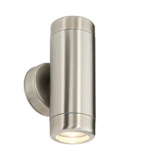 Outdoor Coastal Wall Up Down Light IP65 7W Marine Grade Brushed Stainless Steel Dimmable IP65 - GU10