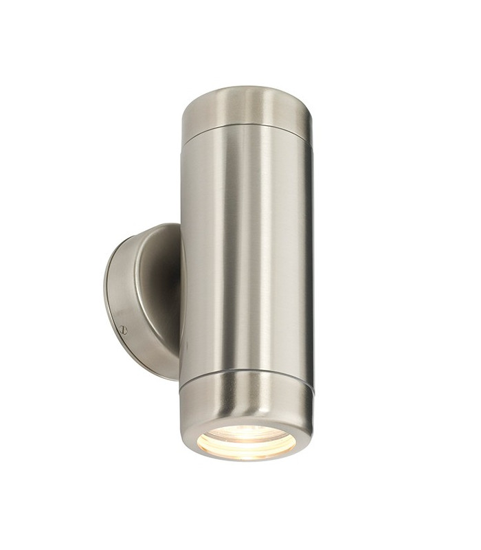 Outdoor Coastal Wall Up Down Light IP65 7W Marine Grade Brushed Stainless Steel Dimmable IP65 - GU10