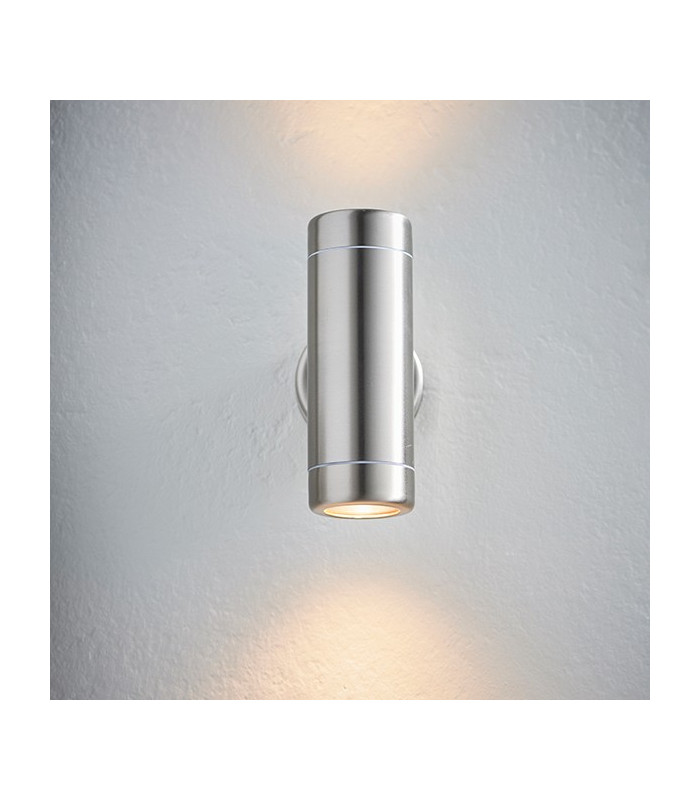 Outdoor Coastal Wall Up Down Light IP65 7W Marine Grade Brushed Stainless Steel Dimmable IP65 - GU10