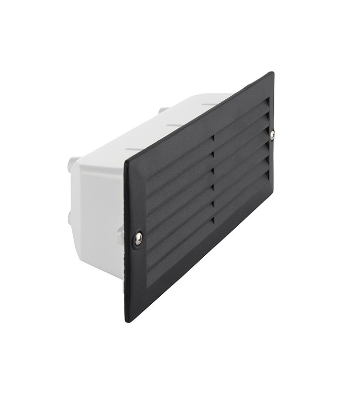 Outdoor Plain & Louvre IP44 40W Textured Black Paint & Frosted Glass