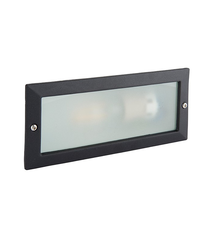 Outdoor Plain & Louvre IP44 40W Textured Black Paint & Frosted Glass