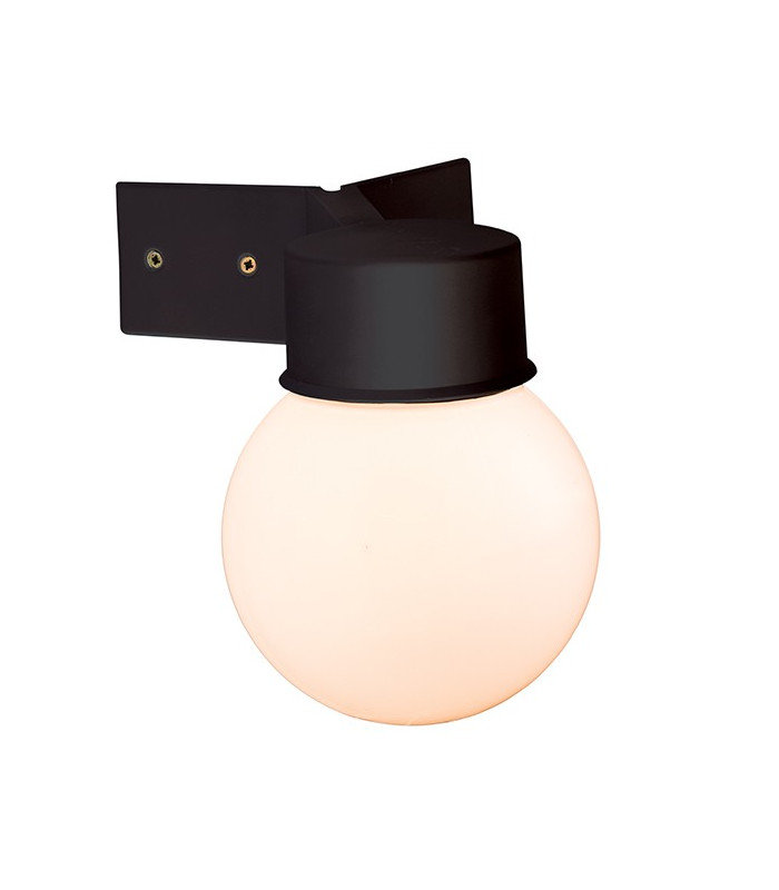 Outdoor Wall Globe 1 Light Wall IP44 40W Black & White Glass