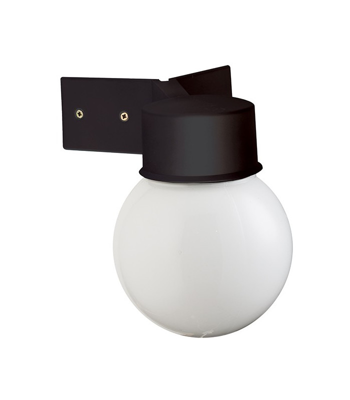 Outdoor Wall Globe 1 Light Wall IP44 40W Black & White Glass