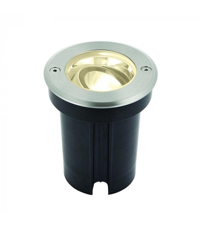 Outdoor Recessed Ground Light Warm White IP67 6W Matt Black Paint & Brushed Stainless Steel
