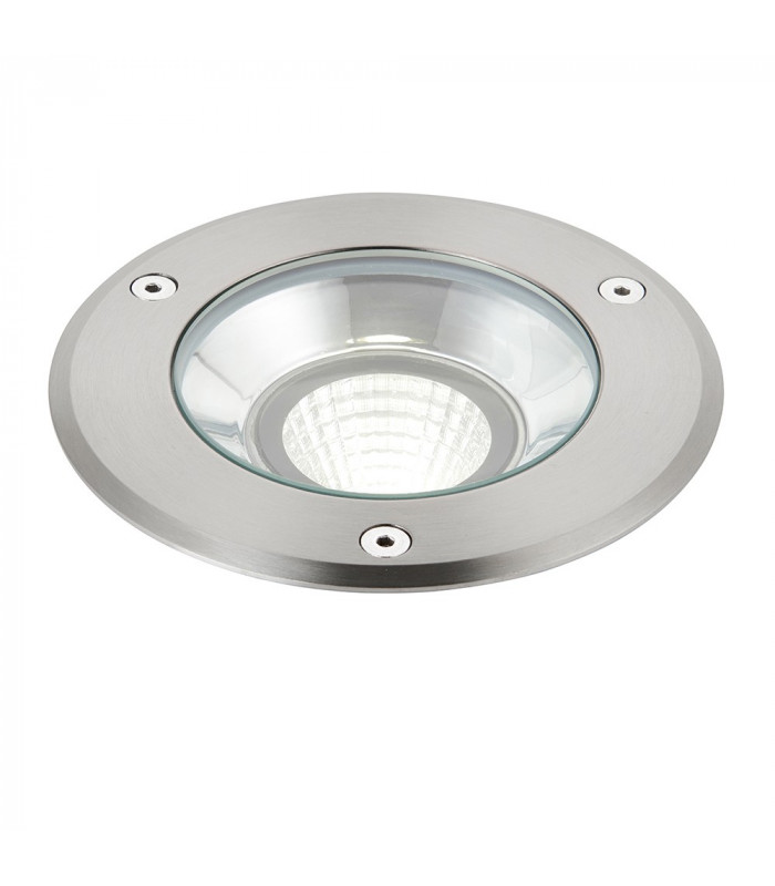 Outdoor Recessed Ground Light Cool White IP67 10.5W Matt Black Paint & Brushed Stainless Steel
