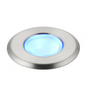 Outdoor Coastal Recessed Ground Light Blue IP67 0.8W Marine Grade Brushed Stainless Steel & Frosted