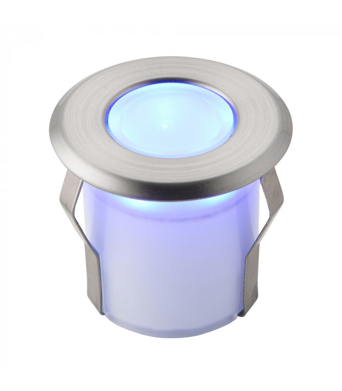 Outdoor Coastal Recessed Ground Light Blue IP67 0.8W Marine Grade Brushed Stainless Steel & Frosted