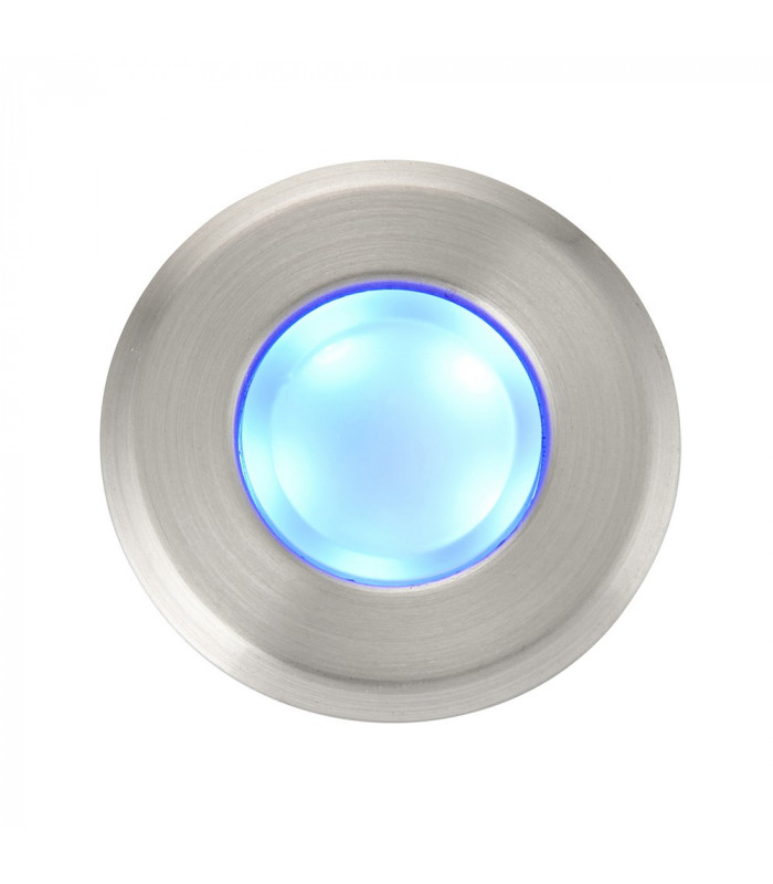 Outdoor Coastal Recessed Ground Light Blue IP67 0.8W Marine Grade Brushed Stainless Steel & Frosted