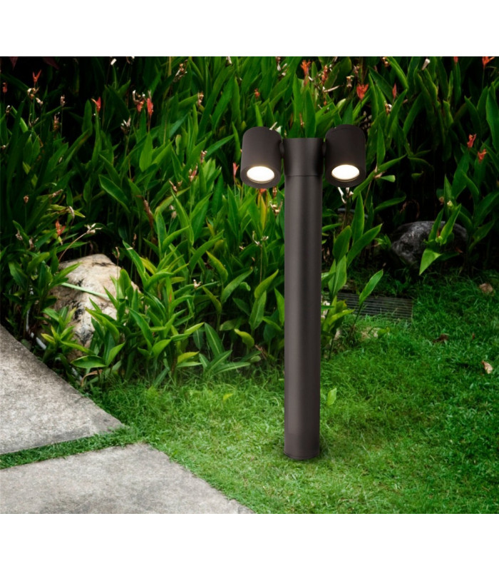 Outdoor Floor Bollard Lighting Black, 2 Light IP54, GU10