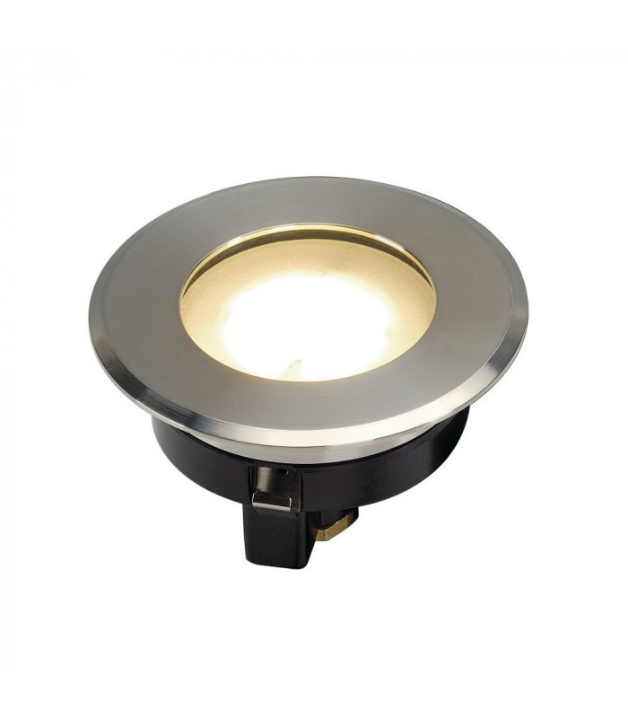 Flat 230V LED Inground Fitting, Round, 4.3W LED, 3000K, Stainless Steel Bezel