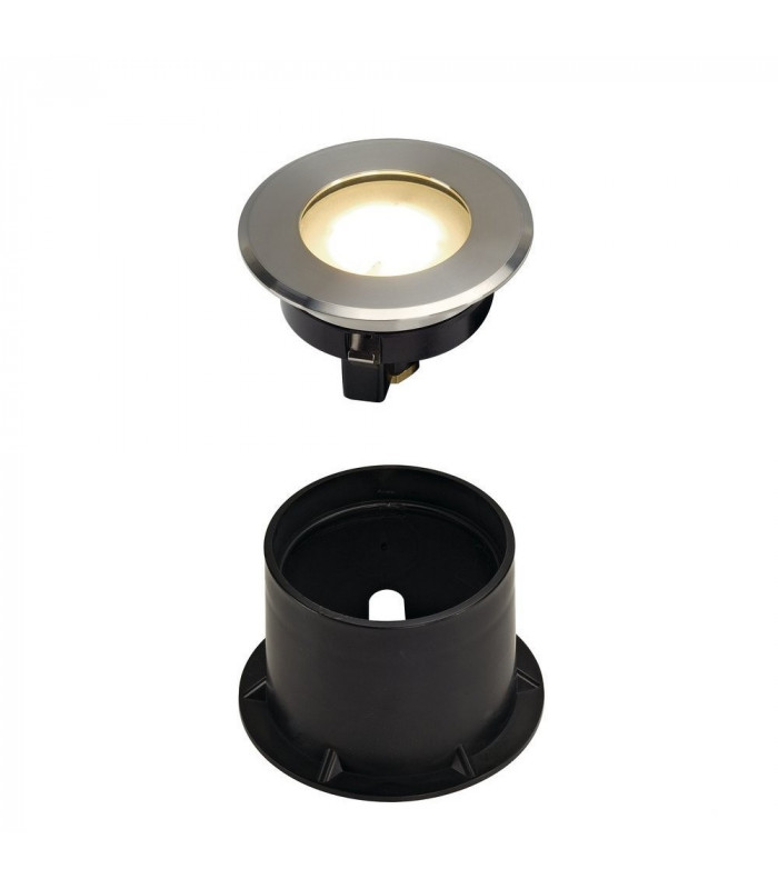 Flat 230V LED Inground Fitting, Round, 4.3W LED, 3000K, Stainless Steel Bezel