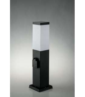 Outdoor Stainless Steel Power Supply Bollard, Black IP44, E27