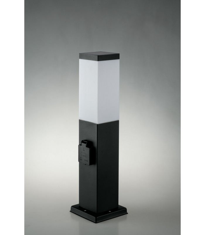 Outdoor Stainless Steel Power Supply Bollard, Black IP44, E27