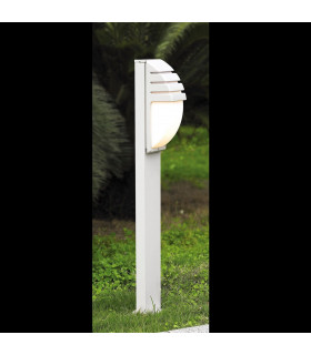 Modern Bollard Lamp White 1 Light  with Milk Shade, E27, IP44