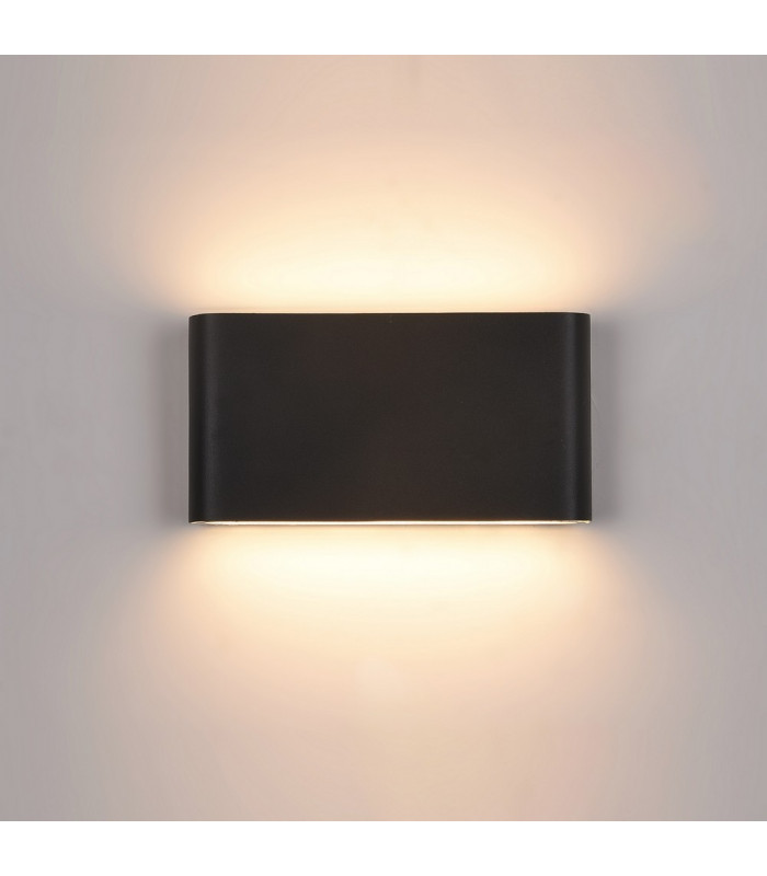 Modern LED Outdoor Wall Lamp Black, Warm White 3000K 720lm, IP44
