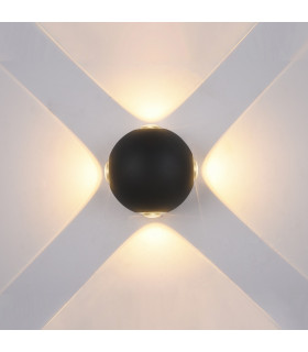 Modern LED Outdoor Wall Lamp Black, Warm White 3000K 280lm, IP44