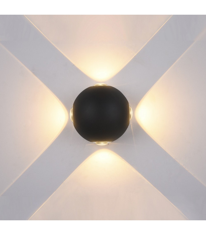 Modern LED Outdoor Wall Lamp Black, Warm White 3000K 280lm, IP44