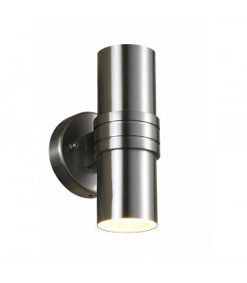 Modern Outdoor Wall Lamp Satin 2 Light  with Clear Shade, GU10, IP44