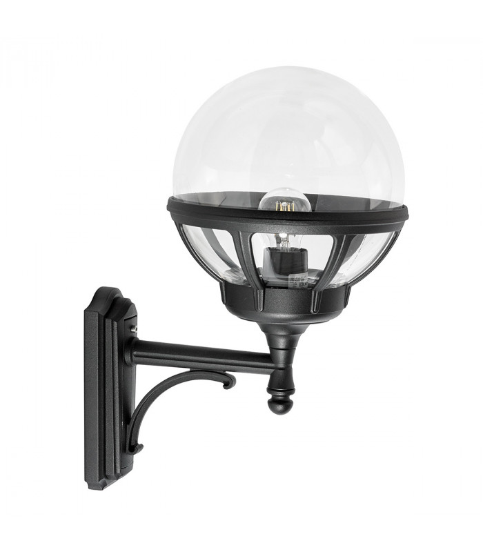 Outdoor 1 Light Up Globe Wall Light, Black, IP54, E27