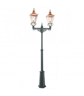 Outdoor Twin Head Lamp Post, Copper & Black, IP44, E27