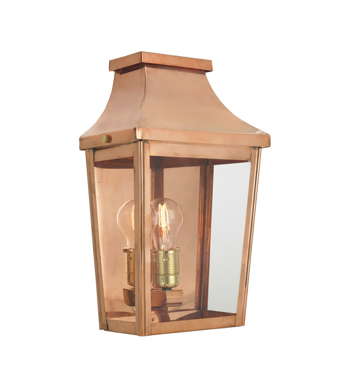 Outdoor 1 Light Large Half Lantern, Copper, IP44, E27