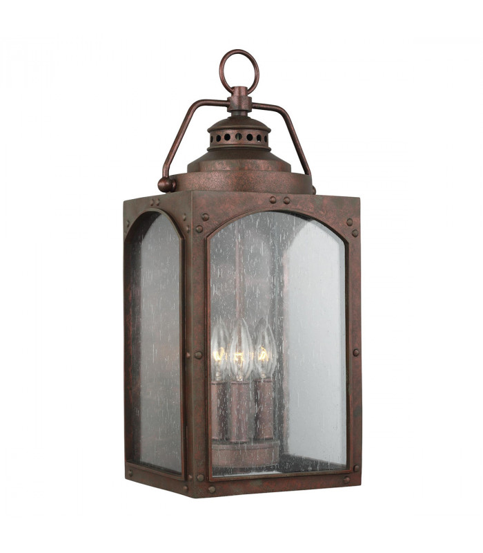 Outdoor 3 Light Large Wall Lantern, Copper Oxide, IP44, E14