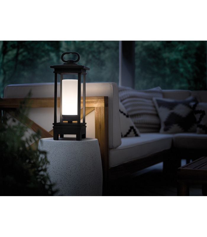Integrated LED Outdoor Portable Bluetooth Speaker Lantern, UK Plug, Rubbed Bronze, IP44