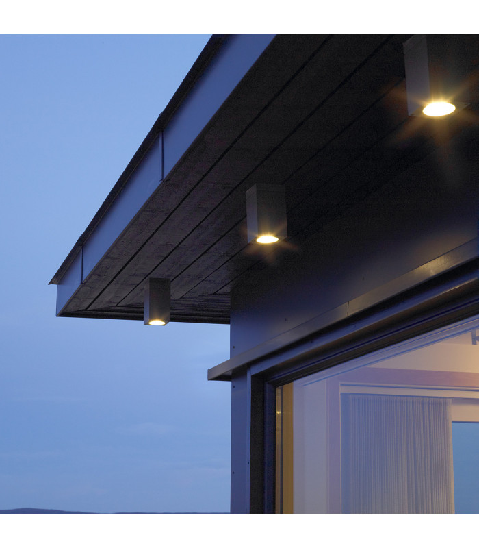 Outdoor 1 Light Down Ceiling Light, Graphite, IP65, GU10 LED