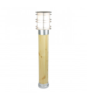 Outdoor Large Bollard Natural Wood & Galvanized , IP65, E27