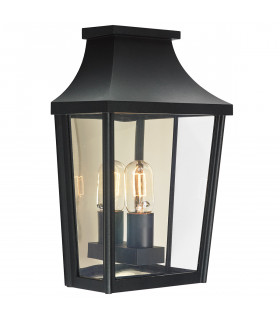 Outdoor 1 Light Half Wall Lantern, Black, IP54, E27